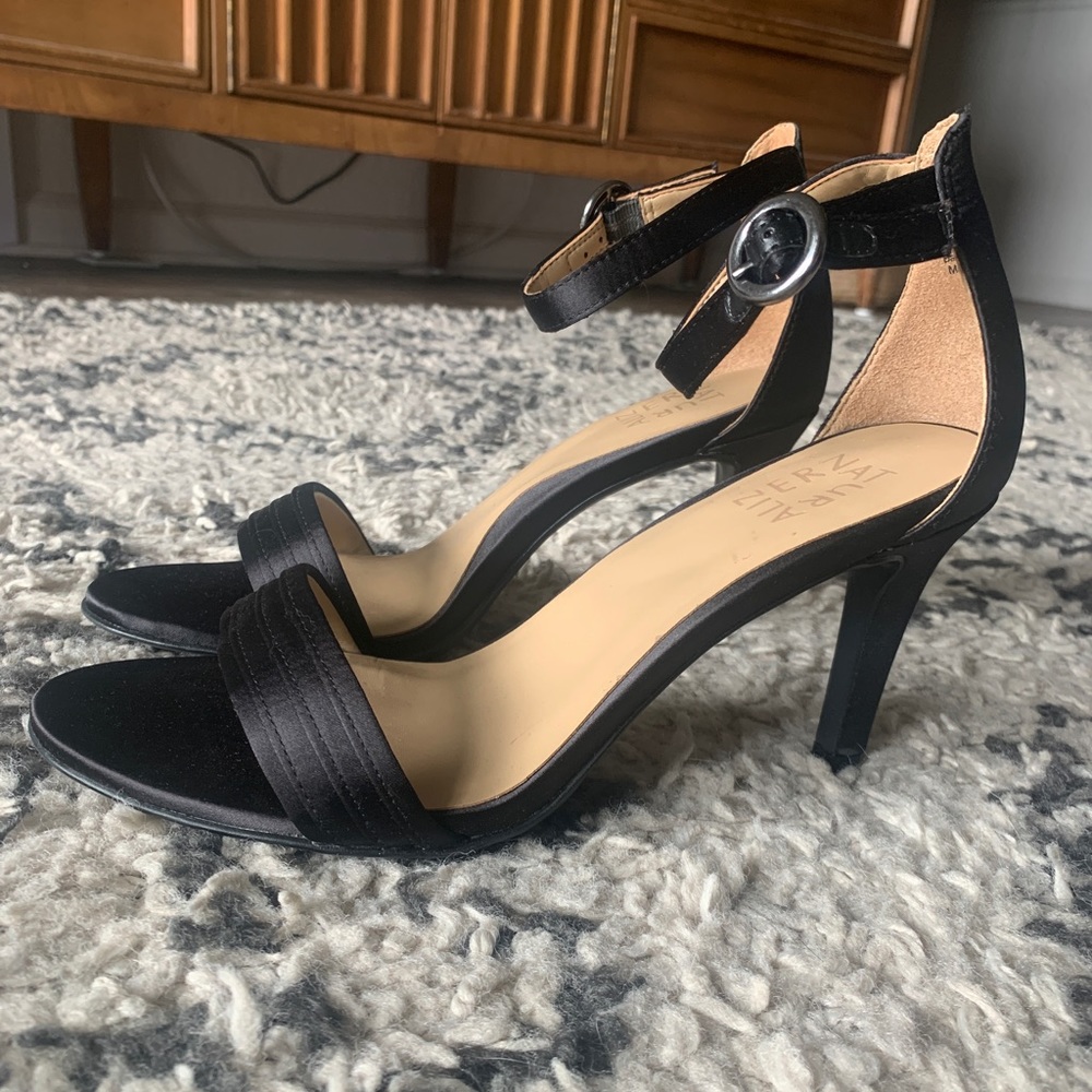 Black Satin Heels